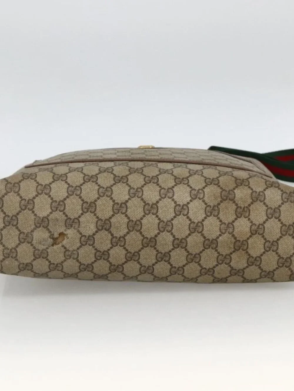 GUCCI GG Supreme Web Sherry Line Tote Bag PVC Beige Red 89 02 003 Auth ARZ909